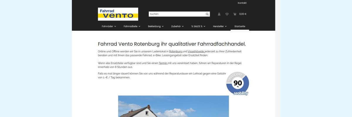 ventoweb.de Onlineshop Probleme und Störungen &quot;behoben&quot; - Fahrrad-fachhandel Vento Rotenburg . Ladenlokal / Onlineshop